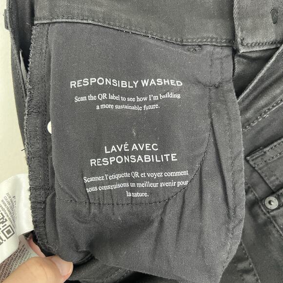 Frame Denim Le High Straight Fit Denim Jeans Black Size 25 High-Rise Frayed Hem - Picture 7 of 9